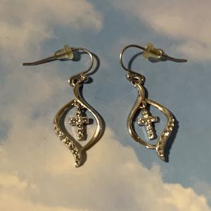 Sterling silver cross earrings